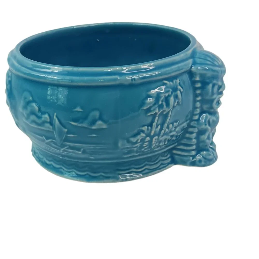 Tiki Farm Grass Skirt Blue Punch Bowl Pacific Beach CA 5